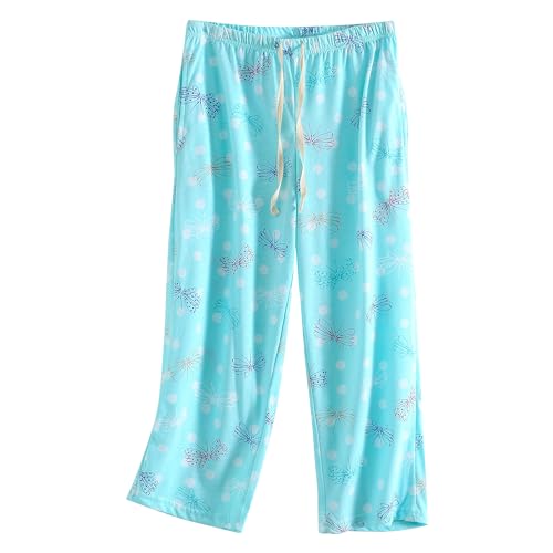 Image of PNAEONG 3 Pack Women Pajama Pants Capri Length Drawstring Pj Bottoms Sleep Lounge Pants with Pockets S-3XL