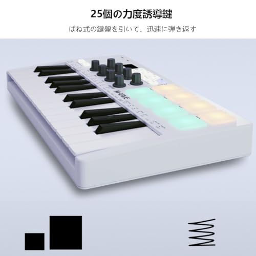 Wrtsqle MIDI コントローラー USB キーボード MIDI コントローラー MIDIキーボード コントローラー 25キーUSB MIDIキーボードコントローラ の商品画像 3