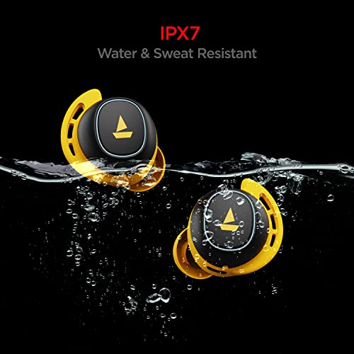 Image of Boat Airdopes 441 True Wireless in Ear Earbuds with mic, Upto 30 Hours Playback, Signature Sound, IWP Technology, IPX7, BT v5.0, Type-c Interface and Capacitive Touch Controls(Bumblebee Yellow)