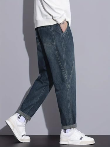 Image of GRECIILOOKS Men High Rise Jeans | Pants | Denim Jeans | Baggy Jeans | Loose FIT Jeans | Stylish Jeans