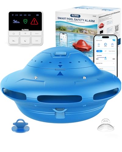 Smart Pool Alarm with App for Inground & Above Ground Pools, Adjustable Sensitivity Water Detection Alarm up to 20x40ft, 85dB+ Safety Alerts for Kids, Pets & Accidental Entry(Blue)