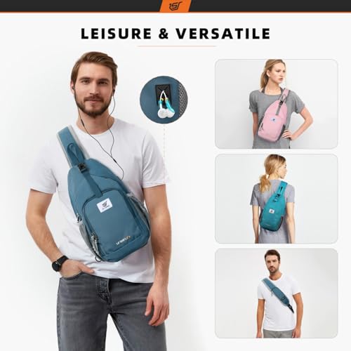Image of SKYSPER Sling Bag RFID Crossbody Sling Backpack Cross Body Shoulder Bag Travel Hiking Daypack for Women Men(Slateblue)