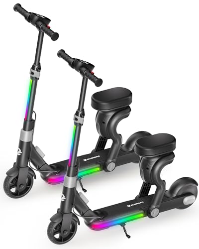 Image of ECOROAD 2-in-1 Kids Electric Scooter EK8,200W Motor & 9 Miles Range,Up to 10 MPH,Dual Brake System,Bluetooth Music & Foldable & Adjustable Height, for Kids Ages 6-12(Black)