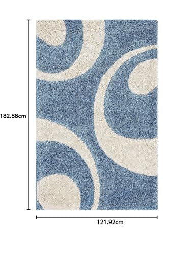 Image of Rainbow Collection Fur Rectangular Rugs And Carpet For Bedroom, Living Room (4X6Feet, Blue,Ivory)