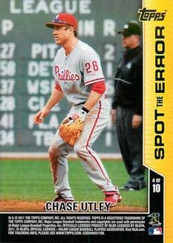 2011 Topps Opening Day Spot the Error #4 Chase Utley Phillies Baseball Card NM-MT