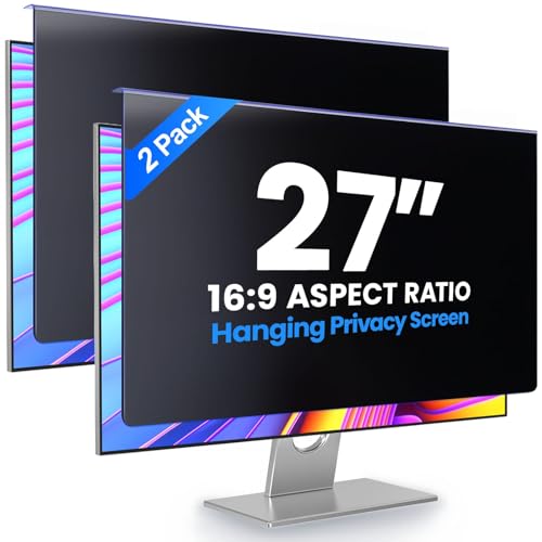 Image of [2-Pack Computer Privacy Screen Filter 27 inch Hanging Privacy Screen Protector Compatible Widescreen Computer Monitor with Aspect Ratio 16:9,Anti-Glare Privacy Screen Protector (27 inch Diagonal)