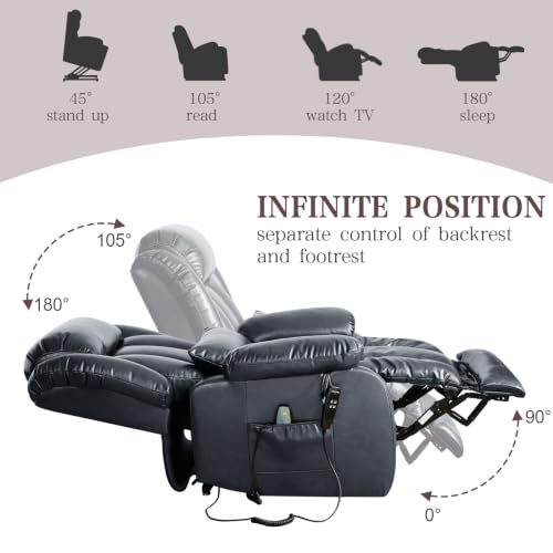 Image of Infinite Position Lay Flat Power Lift Recliner Chair for Elderly, Blue