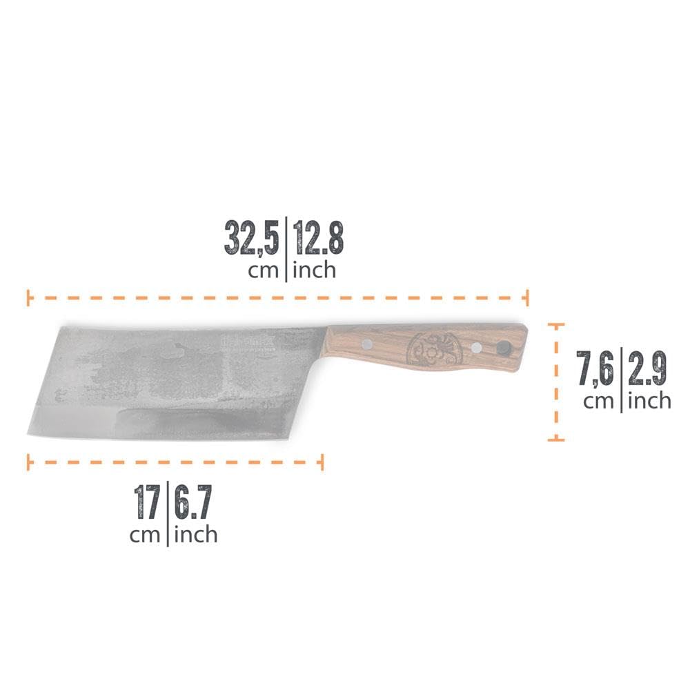 Petromax Hackmesser 17 cm - Handgefertigt in Solingen - Fleischbeil | Robustes Hackbeil aus rostfreiem Stahl, Griff aus Walnuss, 4 mm Klingenstärke zum Zerteilen von Fleisch und Knochen