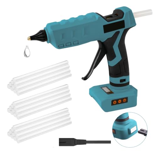 Image of Cordless Hot Glue Gun for Makita 18V, 100W Hot Melt Glue Gun with 30×11mm Glue Sticks, Fast Heating & Anti-Drip Nozzle & Digital Display Screen for Repair Arts Crafts DIY Art (No Battery)