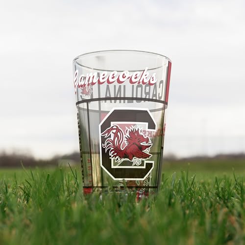 Image of Logo Brands NCAA oz Stained Glass Pint Glass - 3D Embossed Logo & Bold Team Colors - Durable Sports Fan Beer Glass for Home, Bar & Tailgates