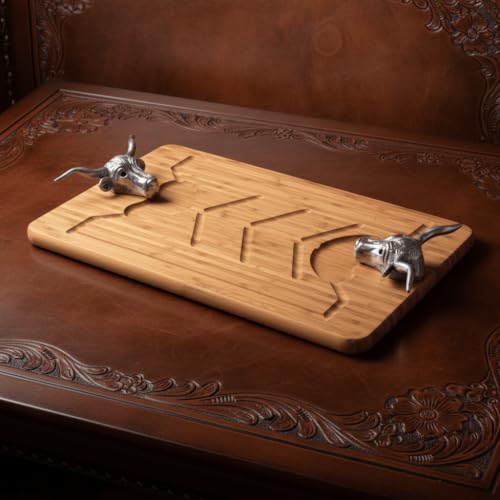 Tabla para cortar rectangular de bambú con mango 50.8x33.02 cm miniatura 7