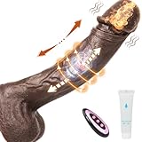 Dildo für Frauen, 23cm Leise 9 Teleskop und Vibrationen mit stoßfunktion Dildo Vibrator, Diloschwanz für Frauen, 42 ℃ beheizbarer Vibratoren für Realistischer G-Punkt (Kaffeefarbe)