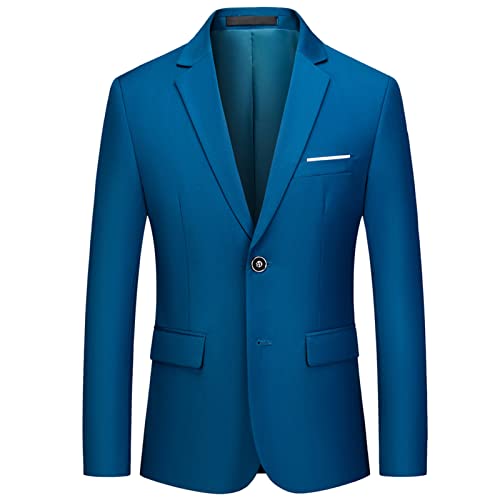 Mens Solid Slim Fit Blazer Jacket Two Button Notched Lapel Business Suit Classic Business Daily Party Sport Coat (Blue,X-Large)