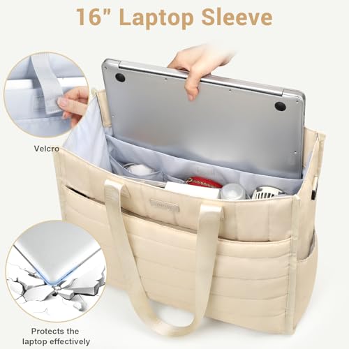 Image of IBFUN Utility Tote Bag with 24 Pockets, Large Teacher Tote for Women with Laptop Compartment, Travel Tote Bag with Zip Top