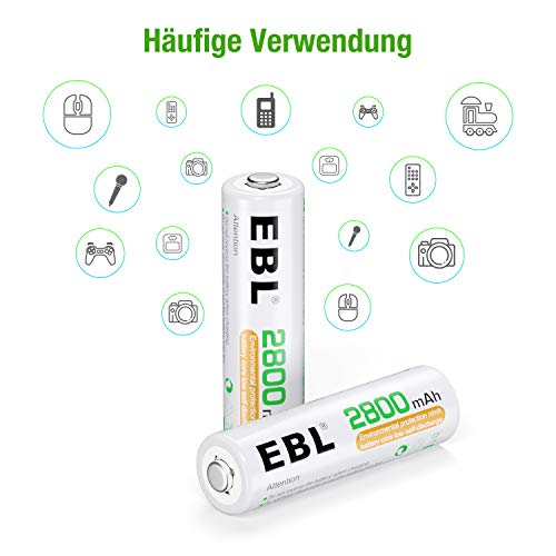 EBL oplaadbare AA batterijen 2800mAh 8 stuks Ni-MH 1.2v batterijen 1200 cycli met opbergdoosje - Afbeelding 7