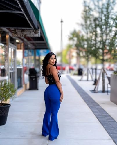 Willow Boutique High Waist Bell Bottom Jeans | Stretchy Women Bell Bottom Pants | Womens Fall Jeans for Casual - Royal Blue2