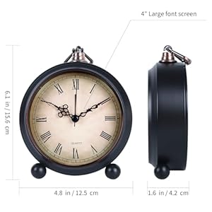 Pxy retro alarm clock for heavy sleepers 3d dial battery operated battery include 4 super silent analog alarm clock for kids with night light pt260 silver orange pt508 2 roman numbers  urban country home decor