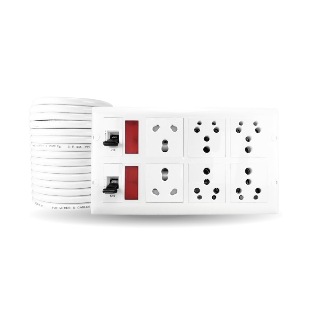 Heavy Duty Power Strip Extension Board with MCB Protection - 6 Sockets (16A & 25A), 2.5 Sq.mm, 16A Big Plug,2500W Capacity for Office & Commercial use (2 Meter)-image-44