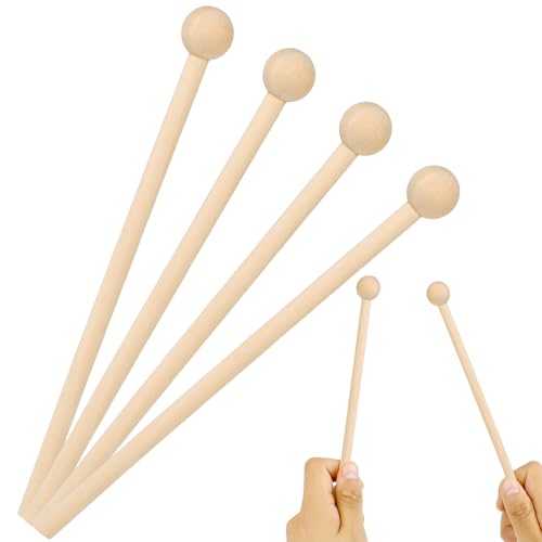 4 Pcs Xylophone Mallets Wood Mallets Percussion Sticks 7.8 Inch Glockenspiel Mallet for Xylophone Chime Drums Bells Woodblock Drum