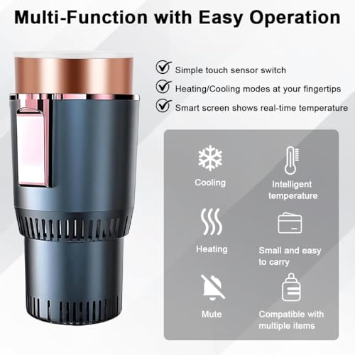 Image of STHIRA 1 Pack Smart Car Heater and Cooler Cup Car Hot and Cold Cup Holder with Fast Heating and Cooling for Travel and Daily Use