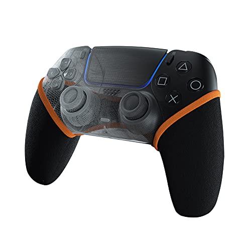 SMART GRIP Housse de manette compatible avec PS5 – La mise à niveau ultime anti-transpiration et antidérapante, lavable (noir/orange)