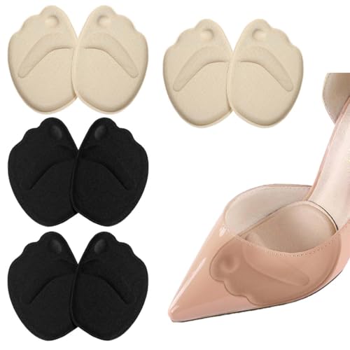 Quesuc Almohadillas Del Para Zapatos Con Tacón Alto, Antideslizante Plantillas De Zapatos, Autoadhesivas Gel Para Mujeres - 4 Pares(Negro,Blanco)