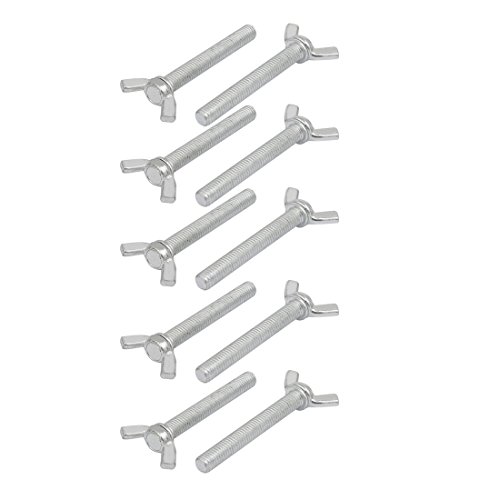 sourcing map M8x60mm Grade 4.8 Carbon Steel Wing Bolt Butterfly Screw 10pcs