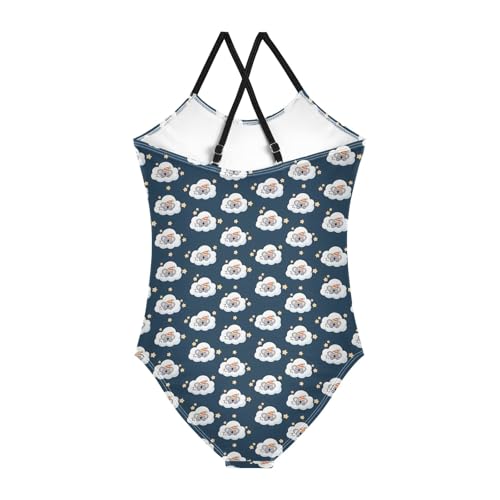 senya Girls Swimsuits One-Piece Swimwear Tie Bathing Suit Beach Summer Round Neck 7-8T Sloth Sleeping Pattern2