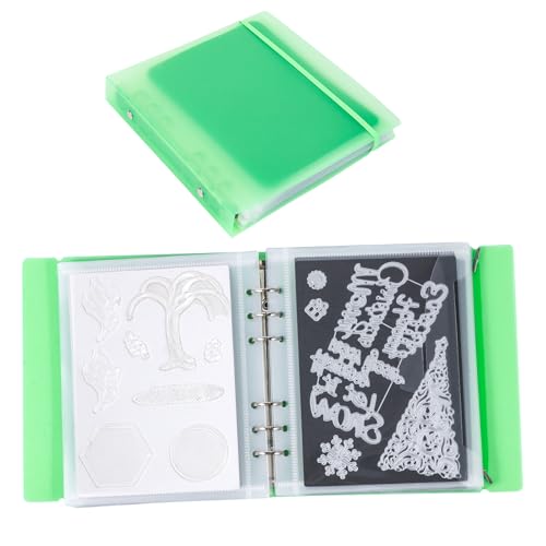 Image of UNIMEIX 12 Pcs Magnetic Sheets for Die Storage with 1 Binder Cover, 2 in 1 Storage Stamp and Die Storage Bags Die Cut Storage Supplies(0.8 mm Thickness, Green)