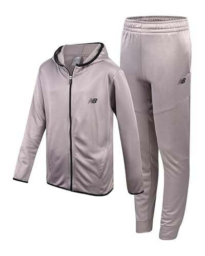 New Balance Boys Sweat Suit Set - 2 Piece Soft Performance Fleece Zip Up Hoodie and Jogger Track Pants for Boys (Sizes: 8-16)