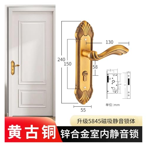 Serrure de porte intérieure européenne en bois bronze de style traditionnel - 3