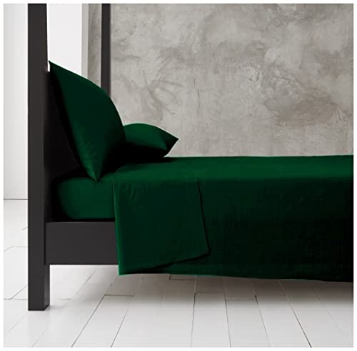 Hendem Single Fitted Sheet 10"/25cm Deep Polycotton, Dark Green
