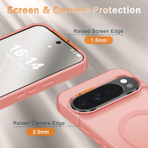 Image of for Google Pixel 10 /10 Pro Case, Matte Magnetic Phone Cover [with 1 Screen Protector] [Support for MagSafe] [Shockproof Military Grade Protection] Translucent Frosted Back, Pink