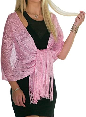 ShineGlitz Shawls and Wraps for Evening Dresses, Metallic Glitter Shawls for Women, Sparkling Wedding Giving Shawl Gift