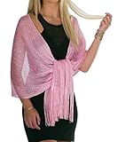 Shawls and Wraps for Evening Dresses, Metallic Sparkle Womens Wedding Pink Shawl