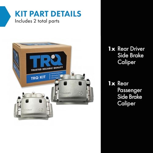 Image of TRQ Rear Driver and Passenger Side Brake Caliper Set Caliper Brackets Hardware Compatible with 06-08 Dodge Ram 1500 with 8 Lug Wheels 03-08 Ram 2500 03-08 3500 with Single Rear Wheels SRW
