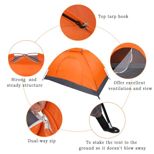 Carpa Camping Dome 1 Persona Impermeable y Resistente al Viento miniatura 5