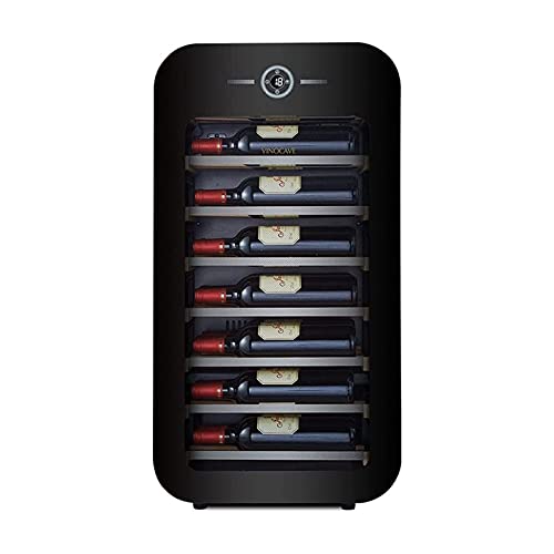 Mini Fridge 17" Wine Cooler Refrigerator - 22 Bottle Wine Fridge with Stainless Steel Refrigerator& Double-Layer Tempered Glass Door and Temperature Memory Func