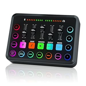 Upgrade Your Gaming Audio with SINWE Mixer – RGB PC, 48V Phantom Power, Individual Volume Control, DIY Sound Pads, Perfect for Streaming, Recording, Podcasting and Gaming