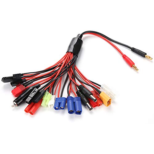 RC Charger Leads Connector Splitter Wire 19 in 1 Octopus Convert Cable to 4.0mm Banana Plug Lead Cable for TRX, T-Plug, Futaba, Tamiya Mini, XT60, EC3, EC5, JST, Tamiya and Others