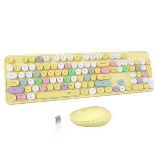 Image of UBOTIE Colorful Wireless Keyboard and Mouse Combo (Yellow-Polychrome)