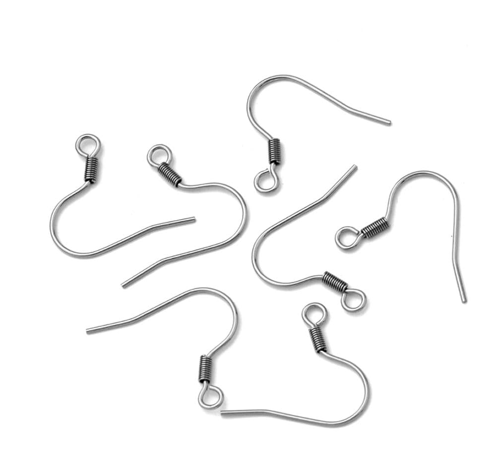 100pcs Adabele 316 Surgical Stainless Steel 20mm Fish Earring Hooks Ear Wire (0.7mm/21 Gauge)