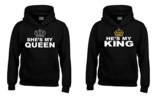 Sweat Couple Matching Hoodie She's My Queen Cadeau Idéal pour la Saint-Valentin
