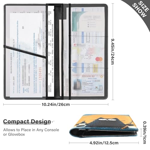 Car Registration and Insurance Holders Cat Sea Print, PU Leather for License Documents Cards3