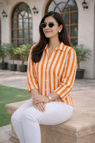 Image of Women's Korean Style 3 /4 Sleeve Oversized Button Down|| Workwear Top Shirt for Office & Casual Wear Women Shirt || Shirt for Woman || Top for Women (L-98-101)