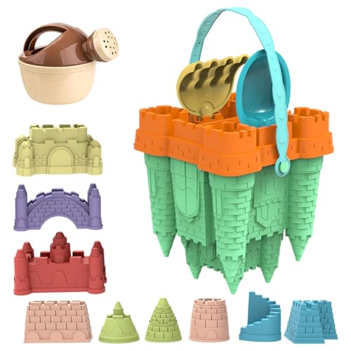 Xdyyjrasa Kit de château de sable-14 pièces Jouets Plage en Plastique avec Pelle moules château Sable, Jouets bac à Portables pour Les Enfants