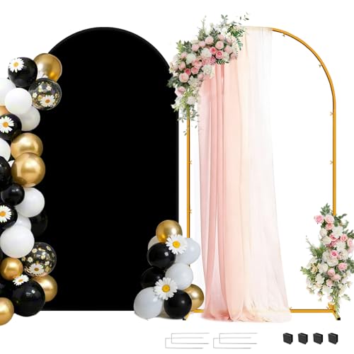 Soporte para fondo arqueado con cubierta negra 7.2x4 FT miniatura 1