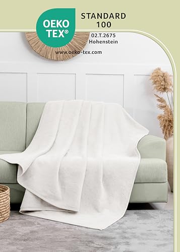 LAYNENBURG Premium Baumwolldecke 150x200 cm - Oeko-TEX 100 - Baumwollmix Kuscheldecke - Decke als Wohndecke, Sofa-Decke & Couchdecke - Wolldecke kuschelig-warm aus Baumwolle (Creme)