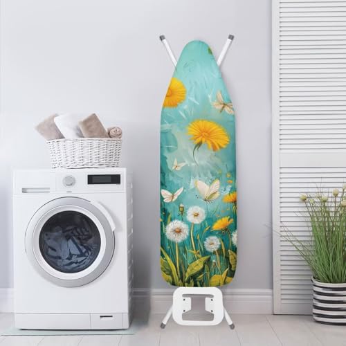 Image of Butterfly Ironing Board Cover Soft Ironing Board Cover Dandelion Flowers Print, Non Stick Scorch and Stain Resistant Standard Size 15x54 Inch with Elastic Edges