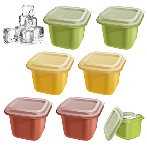 OneNine Moule à glaçons Carré,Lot de 6 bacs à glaçons en silicone avec couvercle, cubes en silicone empilables (carrés) pour bière, cocktails, whisky et boissons refroidies (silicone) Cover